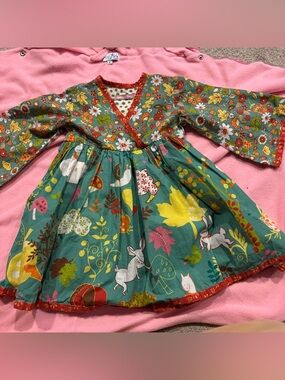 Jelly the Pug blue BROWN AYANA DRESS size 24 months